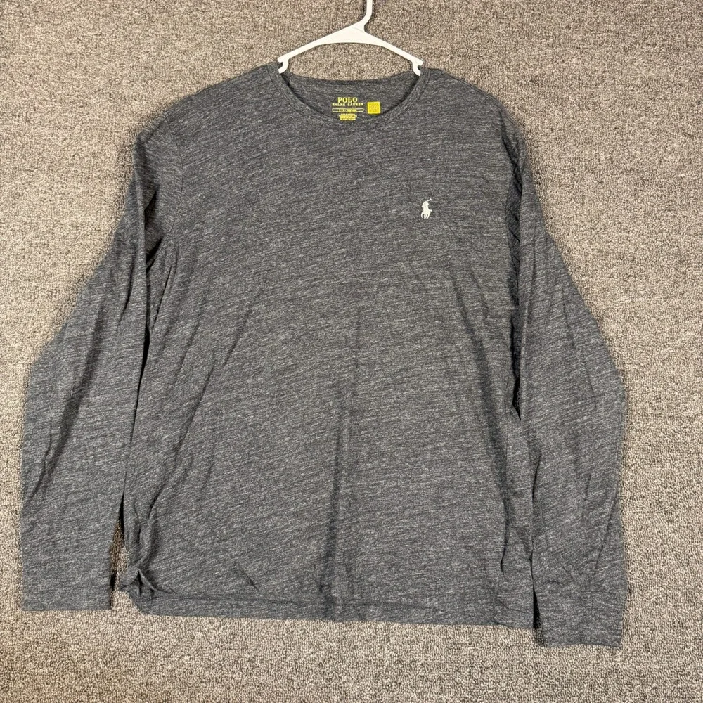 Polo Ralph Lauren Mens Gray Heathered Long Sleeve Cotton T-Shirt Size Large
